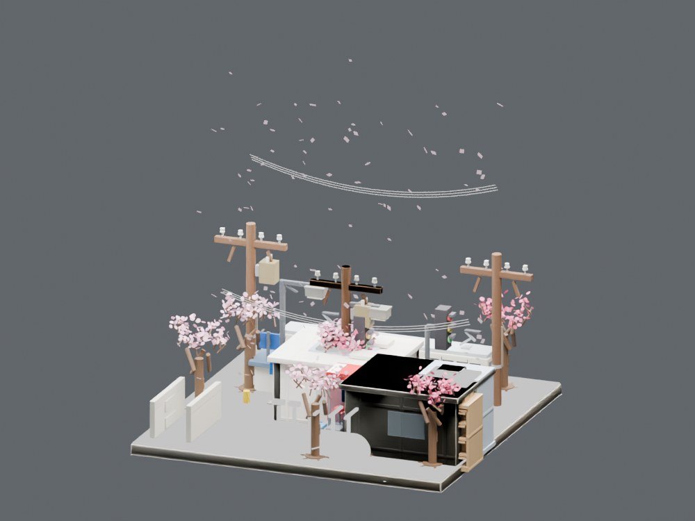 桜の駅 · シーン習作